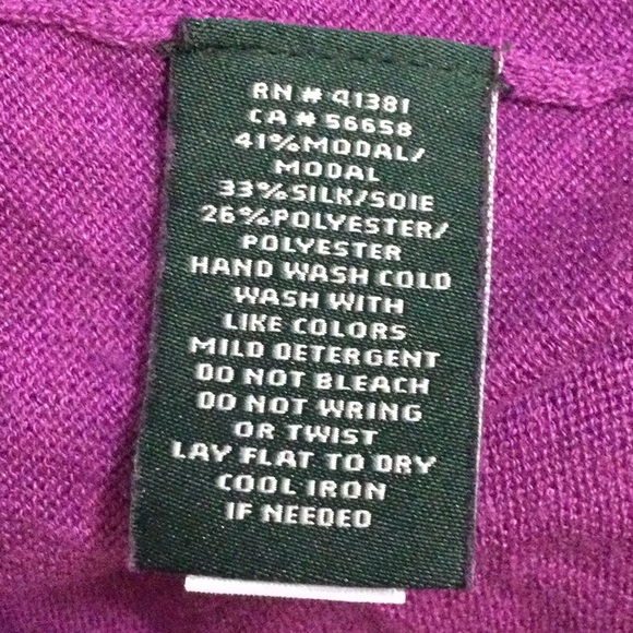 LAUREN RL High Low V-Neck Silk Purple Sweater - Picture 9 of 9